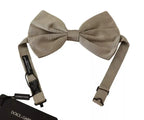Dolce & Gabbana Silver Gray 100% Silk Adjustable Neck Bow Tie - Zeiniez