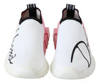 Dolce & Gabbana Pink White Logo Sorrento Sneakers Shoes - Zeiniez