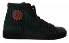 Dolce & Gabbana Green Corduroy High Tops Sneakers Mens Casual Shoes - Zeiniez