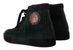 Dolce & Gabbana Green Corduroy High Tops Sneakers Mens Casual Shoes - Zeiniez