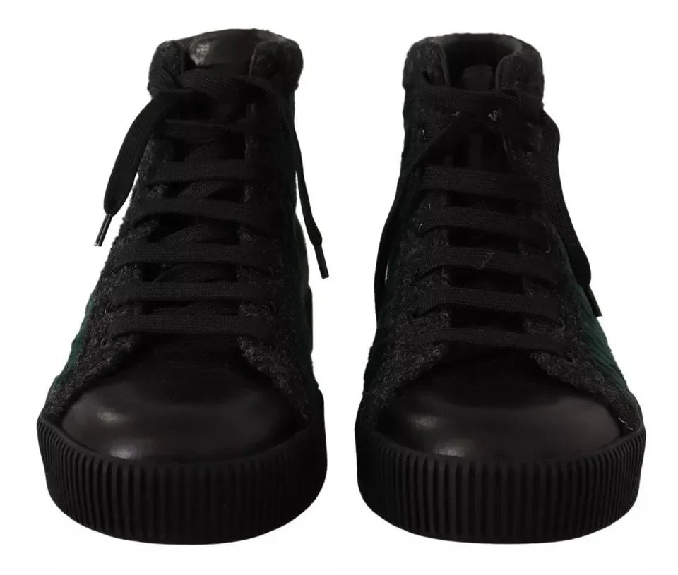 Dolce & Gabbana Green Corduroy High Tops Sneakers Mens Casual Shoes - Zeiniez
