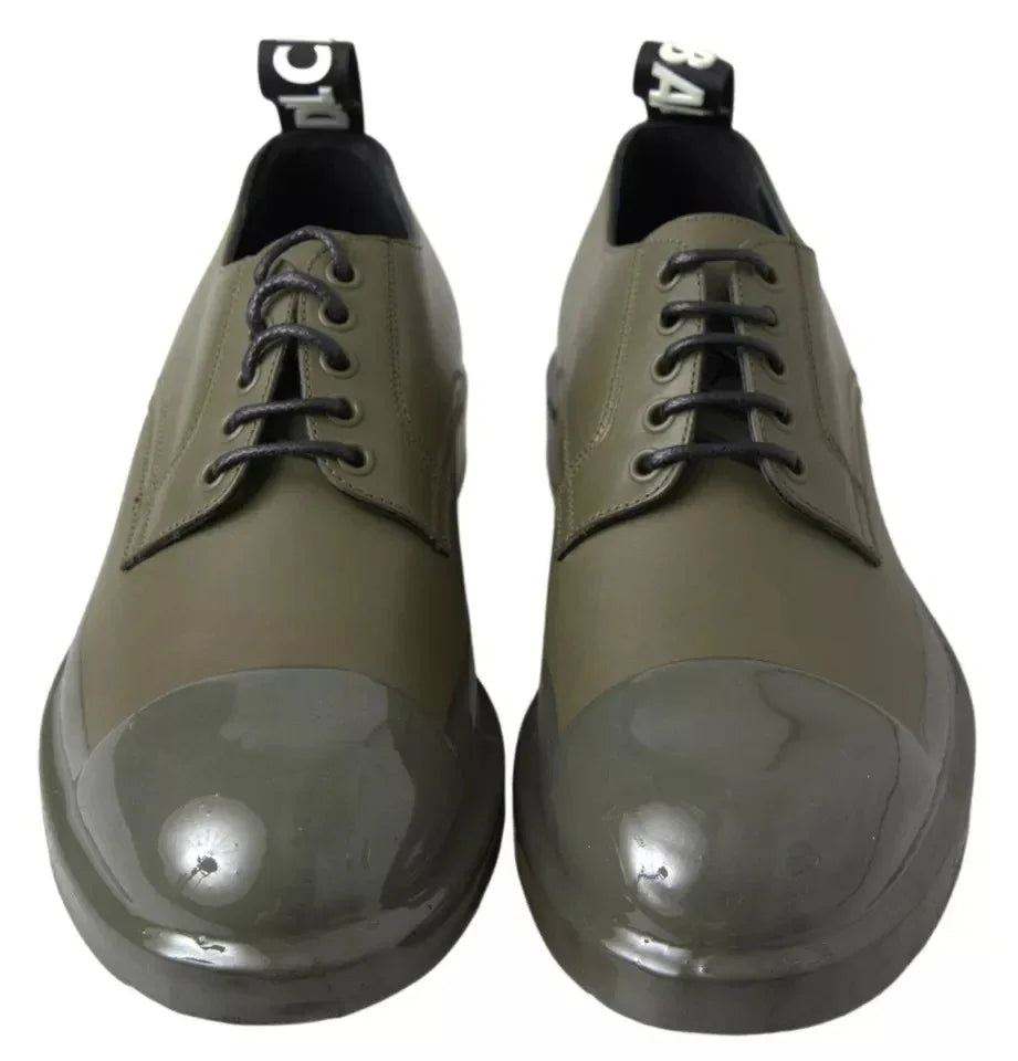 Dolce & Gabbana Green Leather Rubber Sole Dress Shoes - Zeiniez