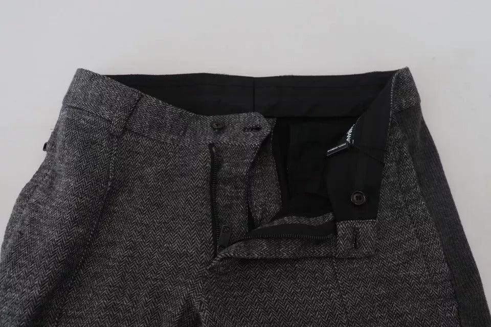Dolce & Gabbana Gray Chevron Viscose Skinny Pants - Zeiniez