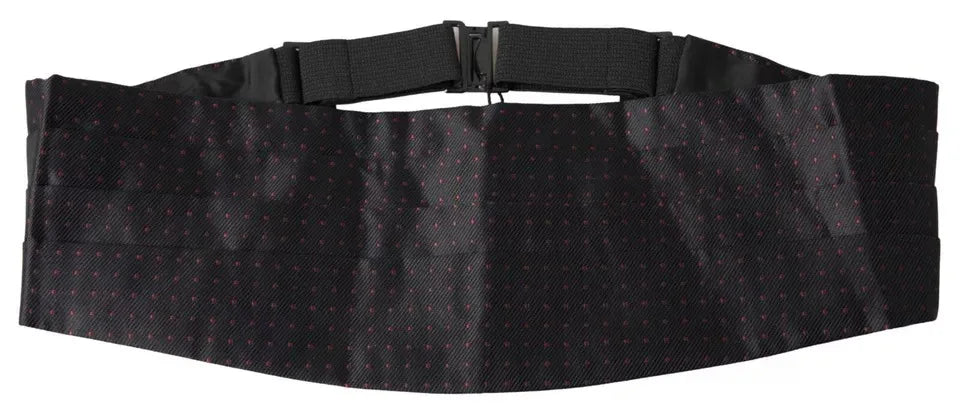 Dolce & Gabbana Black Silk Dotted Waist Tuxedo Belt Cummerbund - Zeiniez