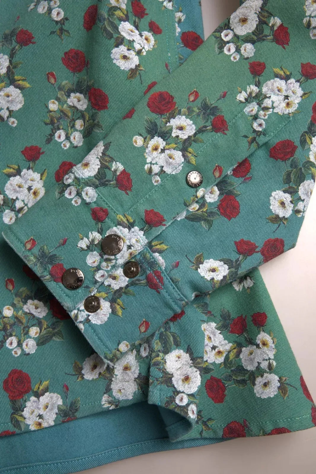 Dolce & Gabbana Blue Floral Cotton Button Down Denim Shirt - Zeiniez