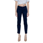 Street One Blue Cotton Casual Pants - Zeiniez