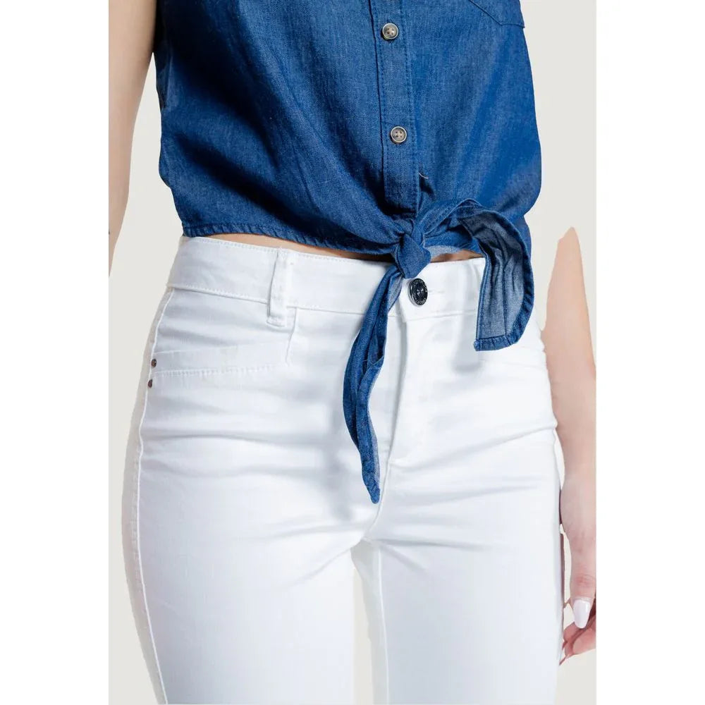 Street One White Cotton Casual Pants - Zeiniez