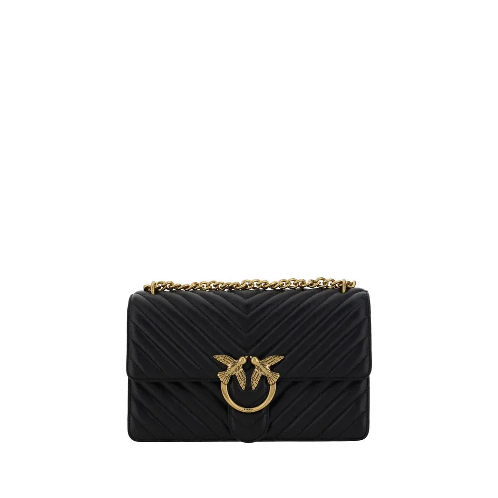 PINKO Black Calf Leather Bos Taurus Shoulder Bag - Zeiniez
