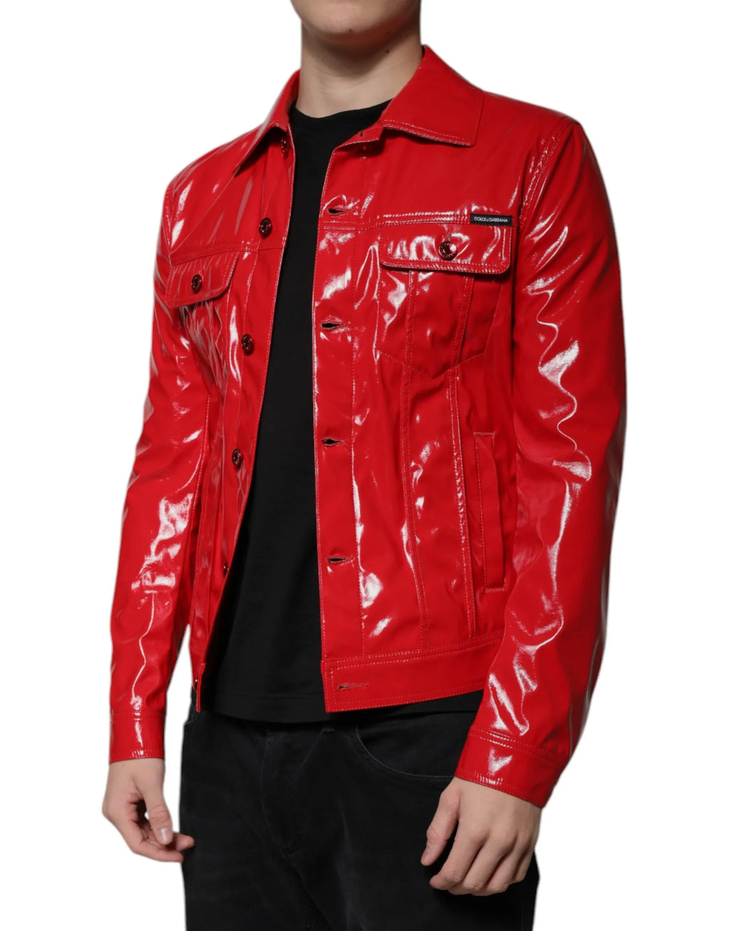 Dolce & Gabbana Red Polyester Button Down Collared Jacket - Zeiniez