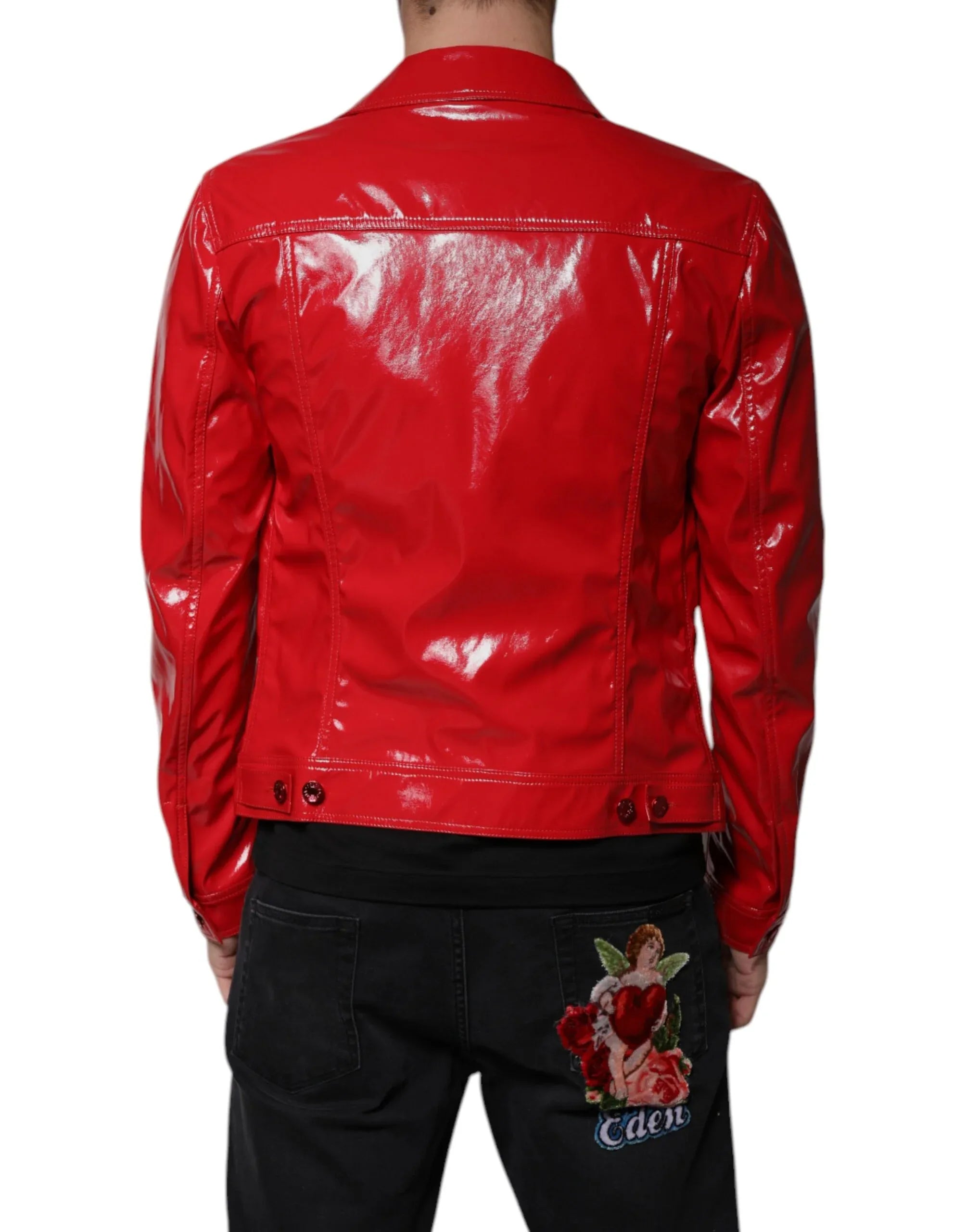 Dolce & Gabbana Red Polyester Button Down Collared Jacket - Zeiniez