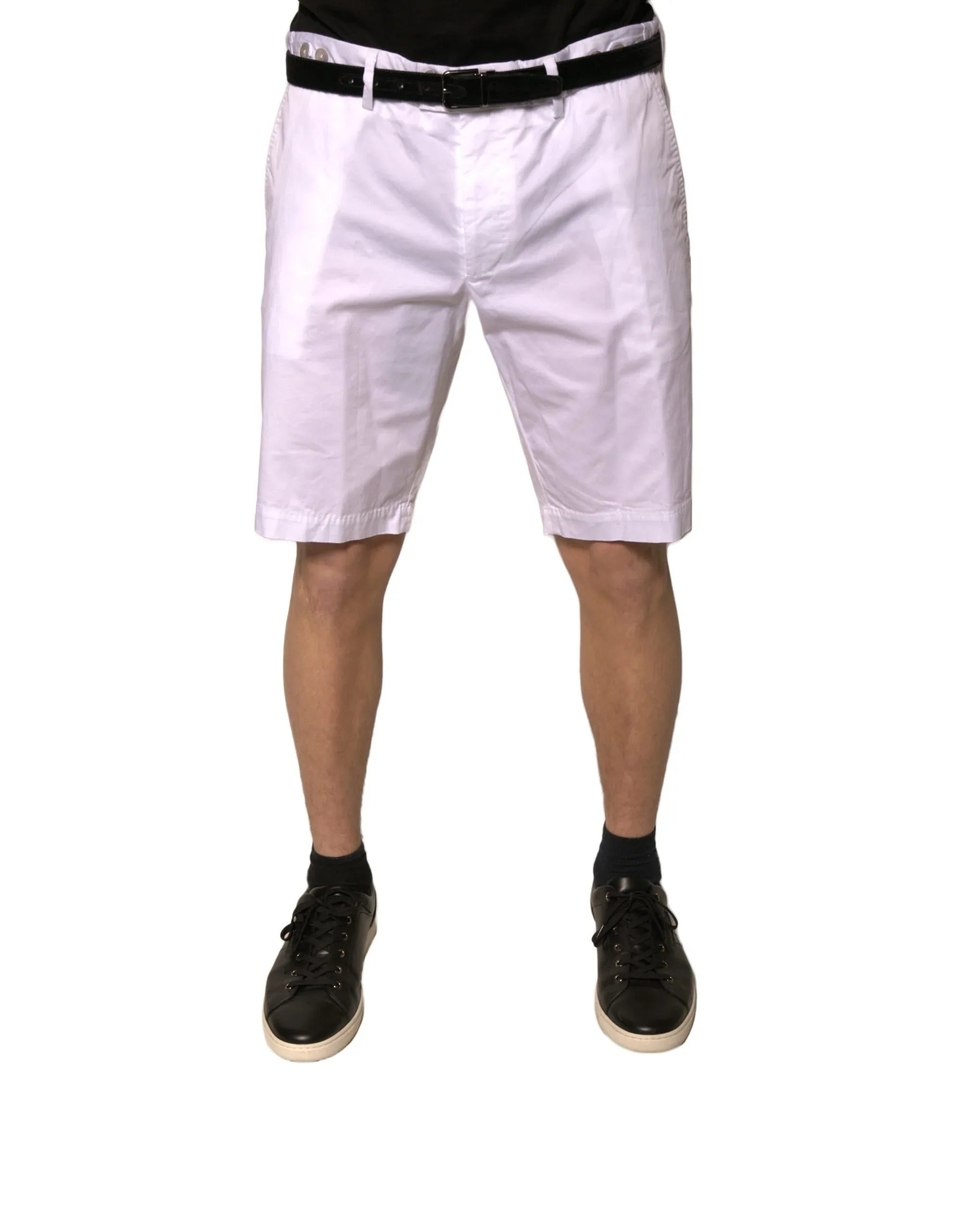 Dolce & Gabbana White Chinos Cotton Stretch Casual Shorts - Zeiniez