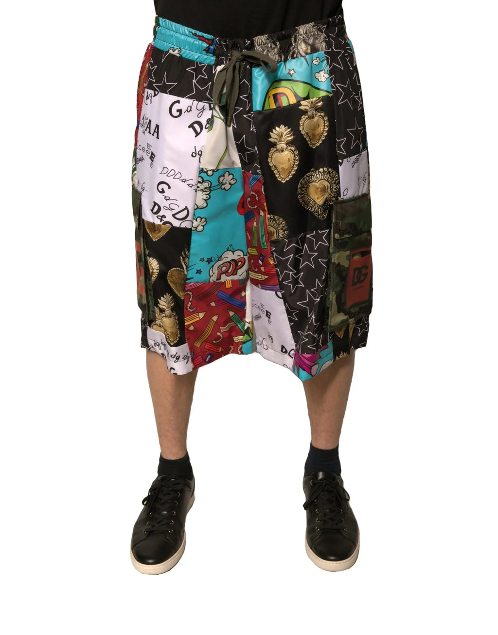 Dolce & Gabbana Multicolor Patchwork Cargo Bermuda Shorts - Zeiniez