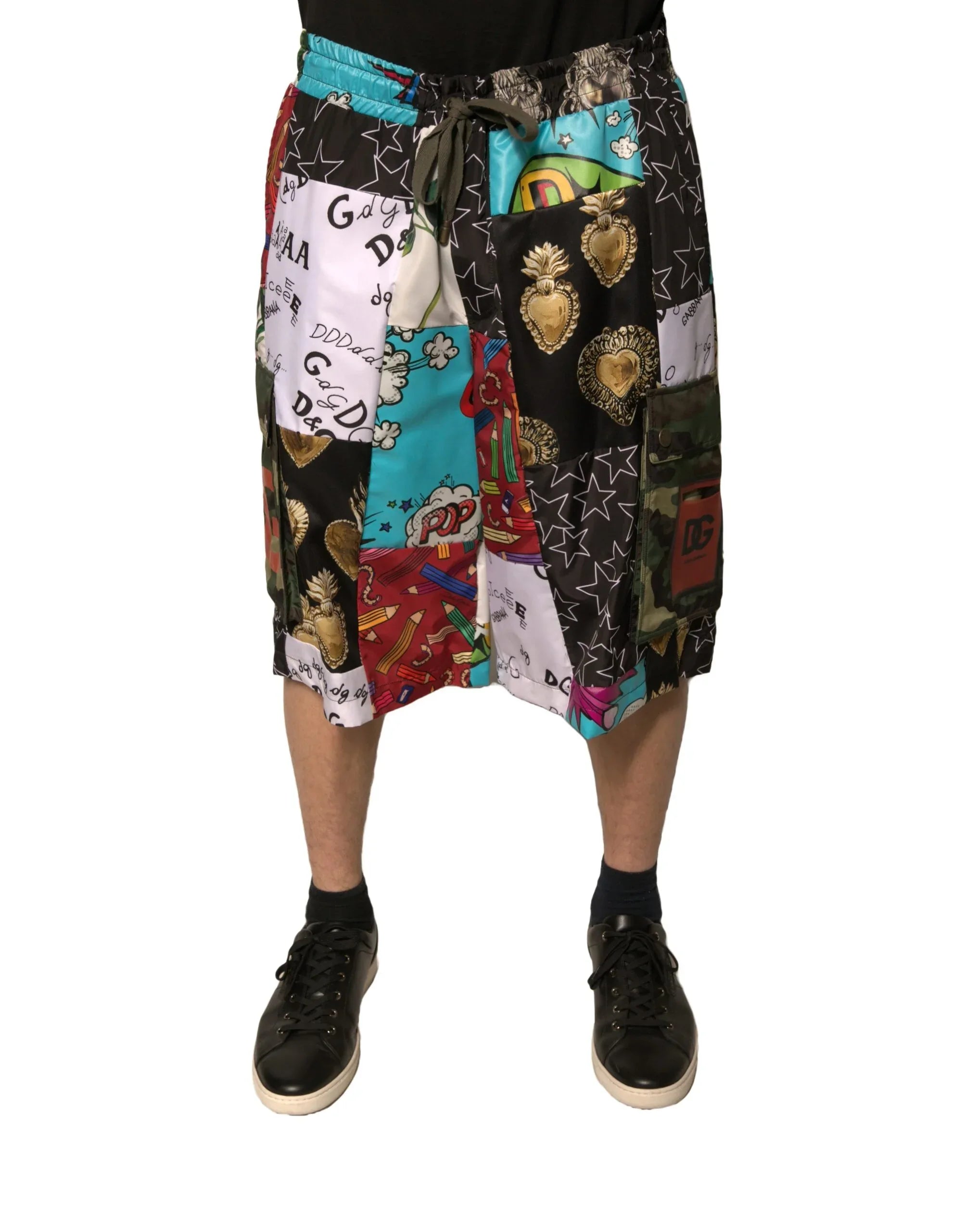 Dolce & Gabbana Multicolor Patchwork Cargo Bermuda Shorts - Zeiniez