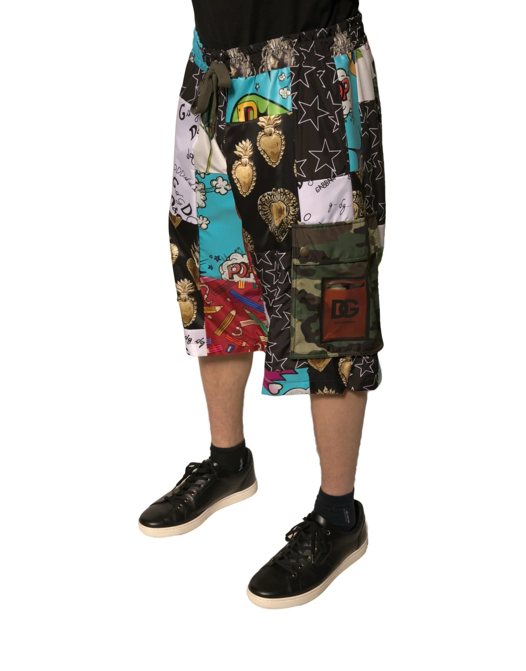 Dolce & Gabbana Multicolor Patchwork Cargo Bermuda Shorts - Zeiniez