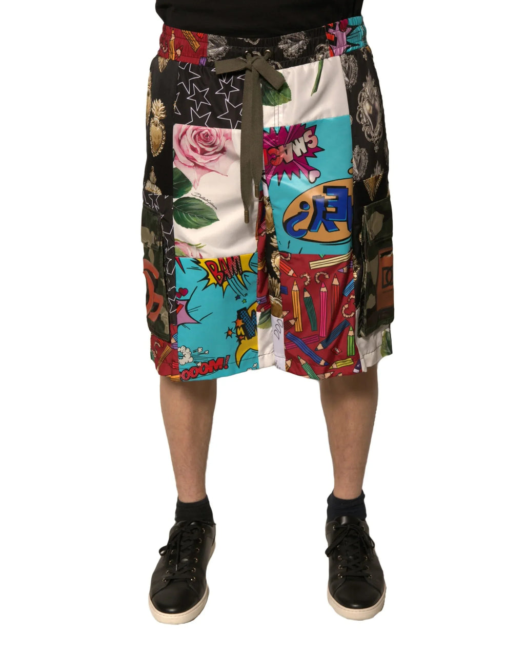 Dolce & Gabbana Multicolor Patchwork Cargo Bermuda Shorts - Zeiniez