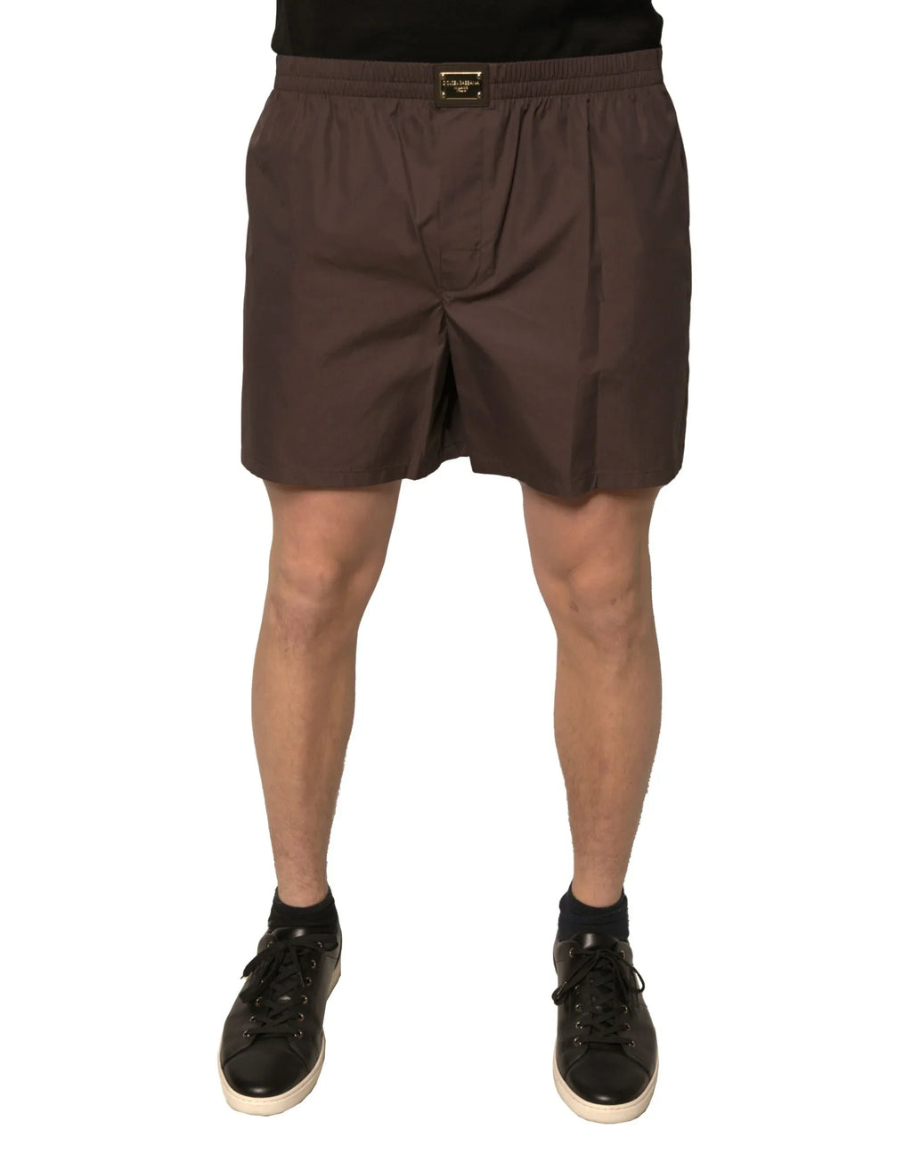 Dolce & Gabbana Brown Cotton Blend Men Mid Waist Shorts - Zeiniez