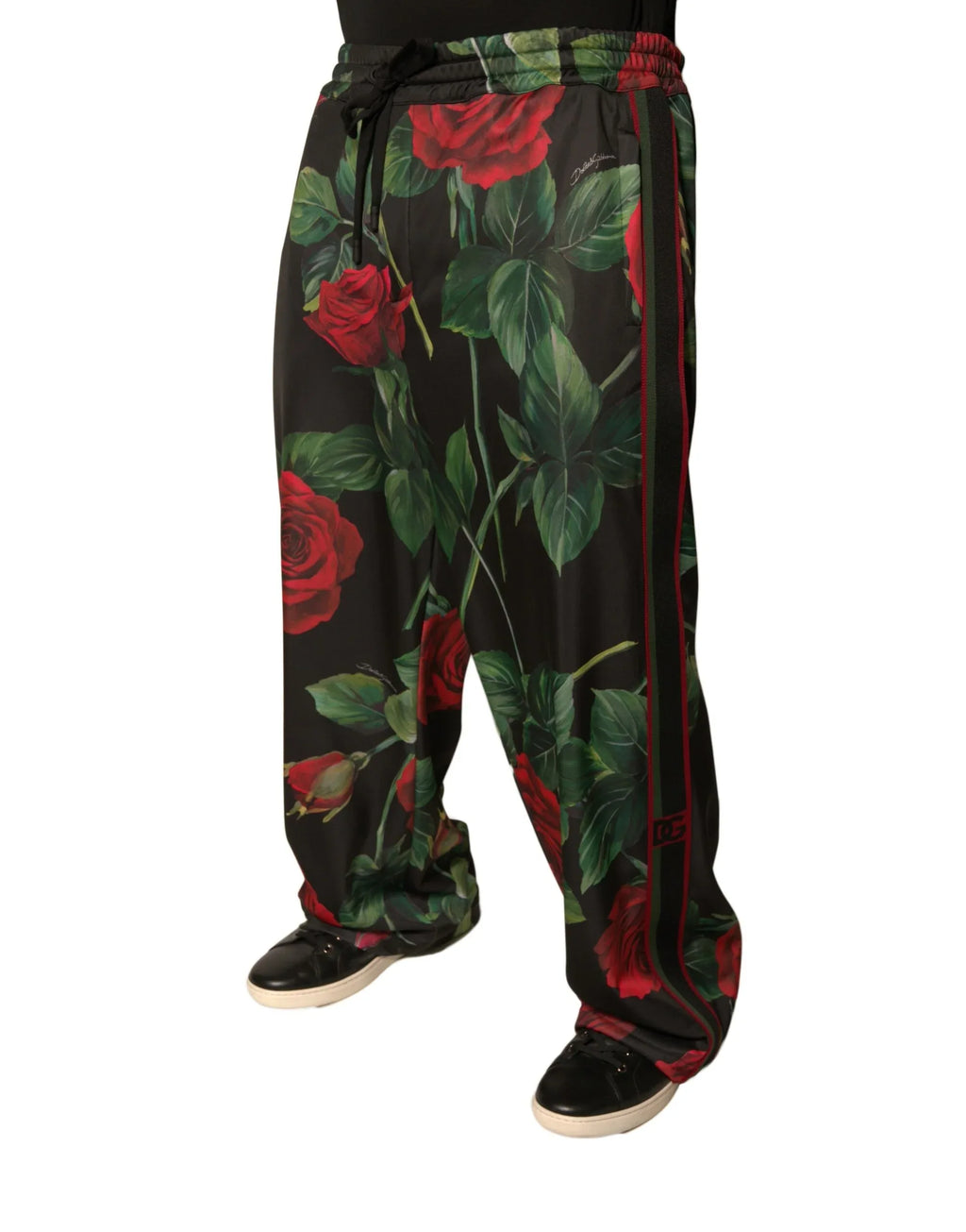 Dolce & Gabbana Black Floral Polyester Jogger Sweatpants Pants - Zeiniez