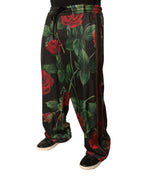 Dolce & Gabbana Black Floral Polyester Jogger Sweatpants Pants - Zeiniez