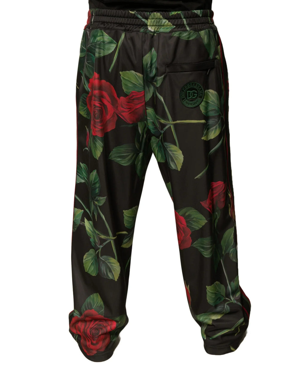 Dolce & Gabbana Black Floral Polyester Jogger Sweatpants Pants - Zeiniez