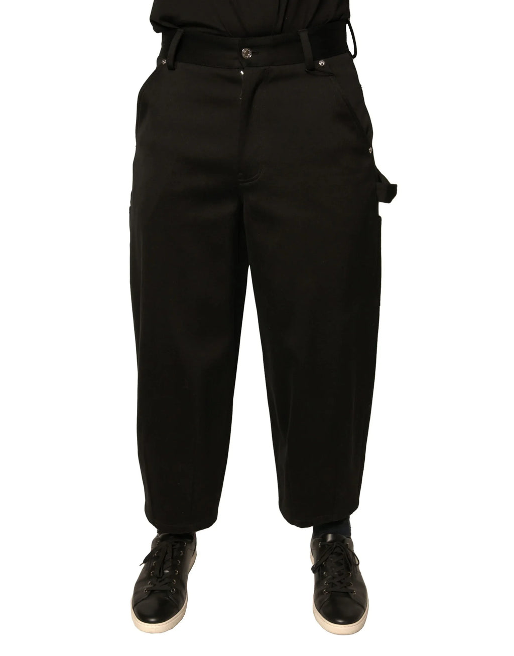 Dolce & Gabbana Black Cotton Mid Waist Cropped Pants - Zeiniez