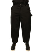 Dolce & Gabbana Black Cotton Mid Waist Cropped Pants - Zeiniez