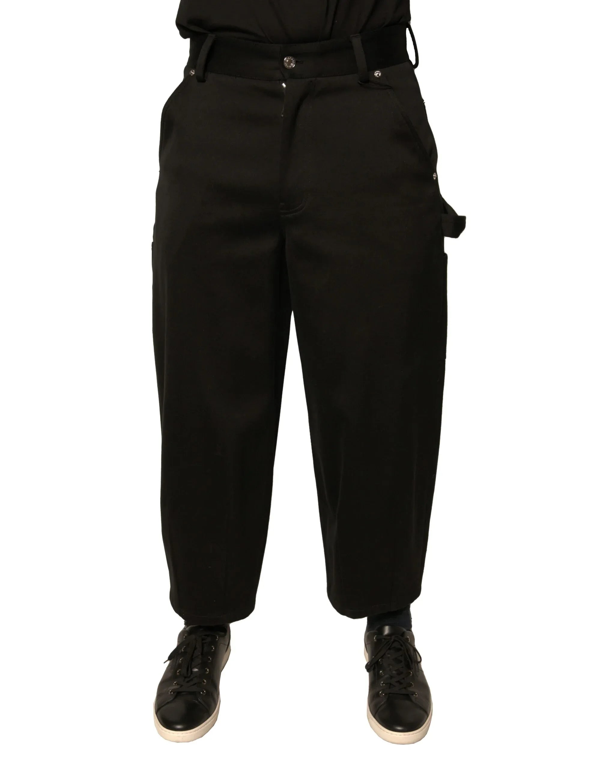 Dolce & Gabbana Black Cotton Mid Waist Cropped Pants - Zeiniez