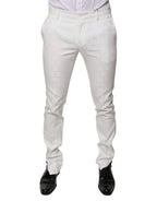 Dolce & Gabbana White Cotton Tapered Formal Dress Pants - Zeiniez