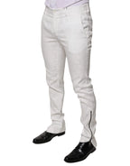 Dolce & Gabbana White Cotton Tapered Formal Dress Pants - Zeiniez