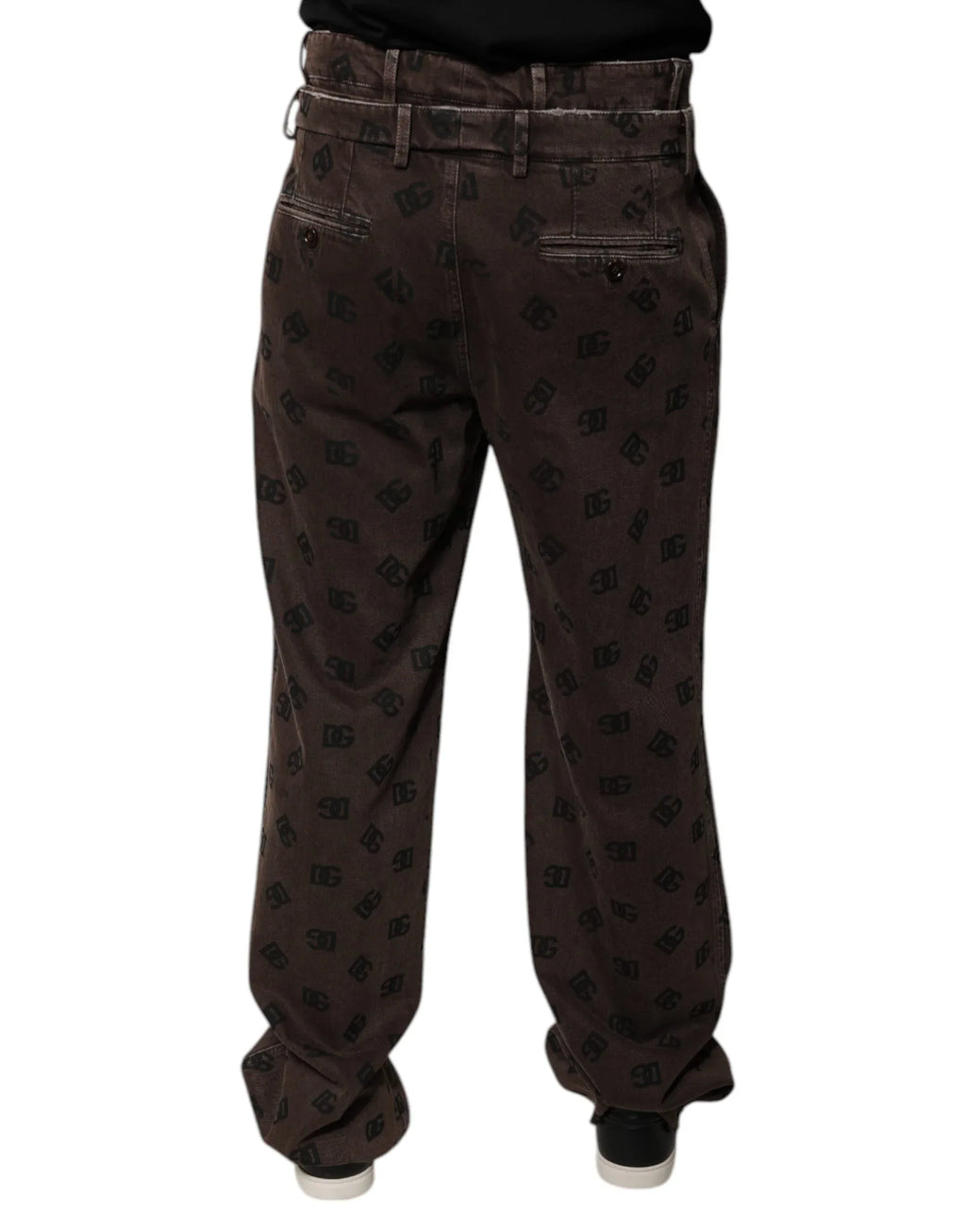 Dolce & Gabbana Brown Logo Cotton Straight Denim Jeans - Zeiniez