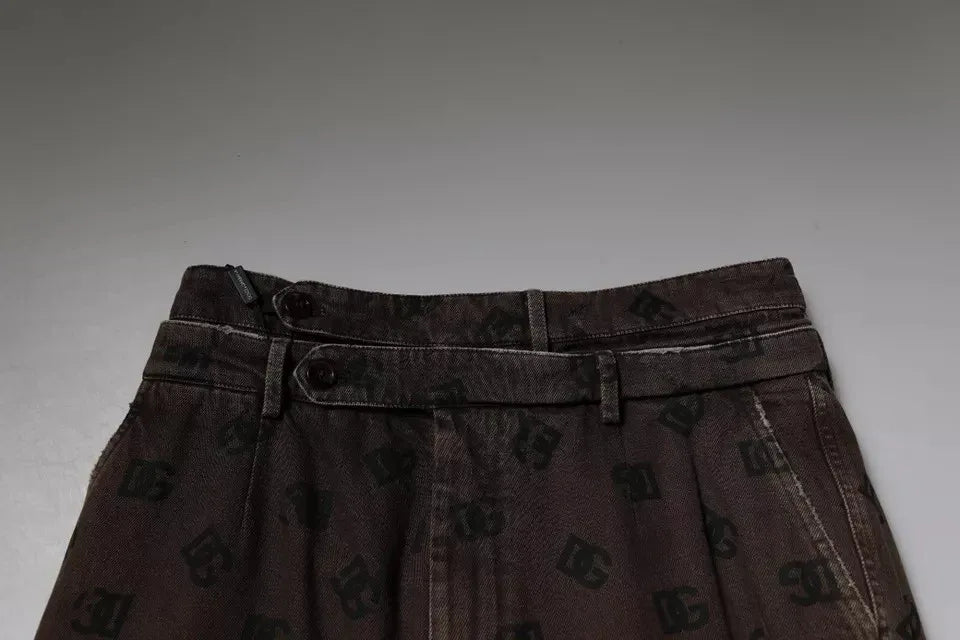 Dolce & Gabbana Brown Logo Cotton Straight Denim Jeans - Zeiniez