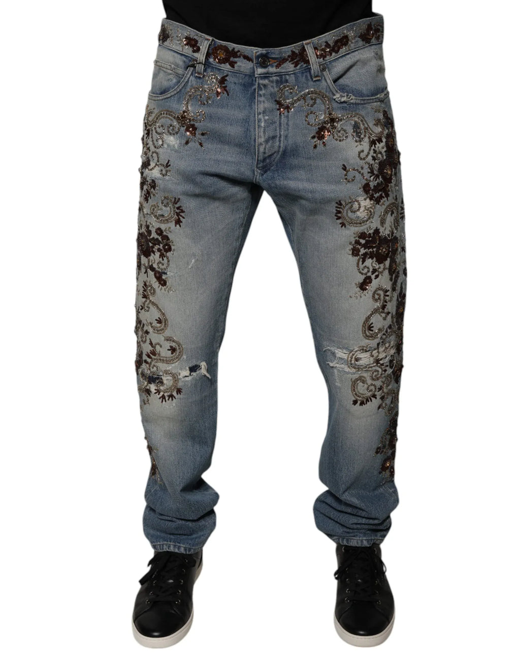 Dolce & Gabbana Light Blue Embroidered Skinny Denim Jeans - Zeiniez