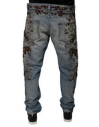 Dolce & Gabbana Light Blue Embroidered Skinny Denim Jeans - Zeiniez