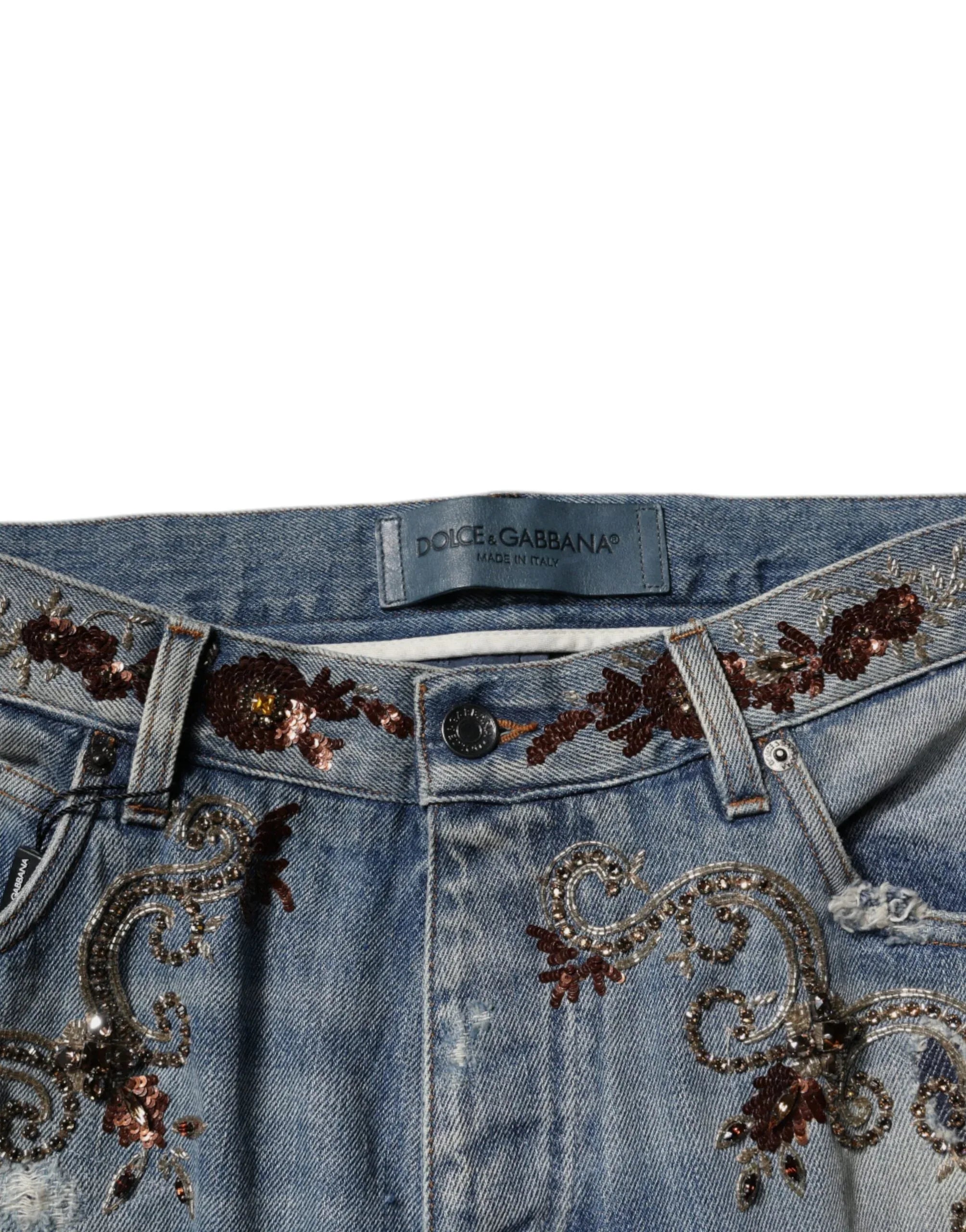 Dolce & Gabbana Light Blue Embroidered Skinny Denim Jeans - Zeiniez