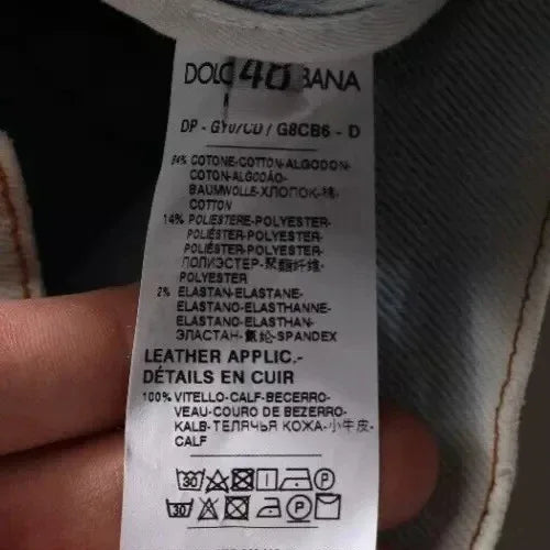 Dolce & Gabbana Light Blue Cotton Blend Tattered Skinny Denim Jeans - Zeiniez