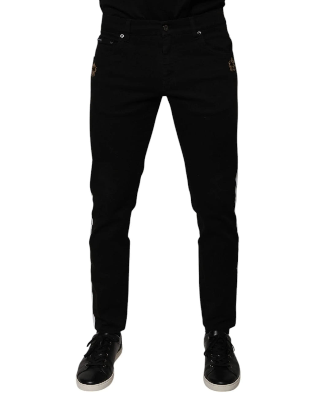 Dolce & Gabbana Black Crown White Lining Skinny Denim Jeans - Zeiniez