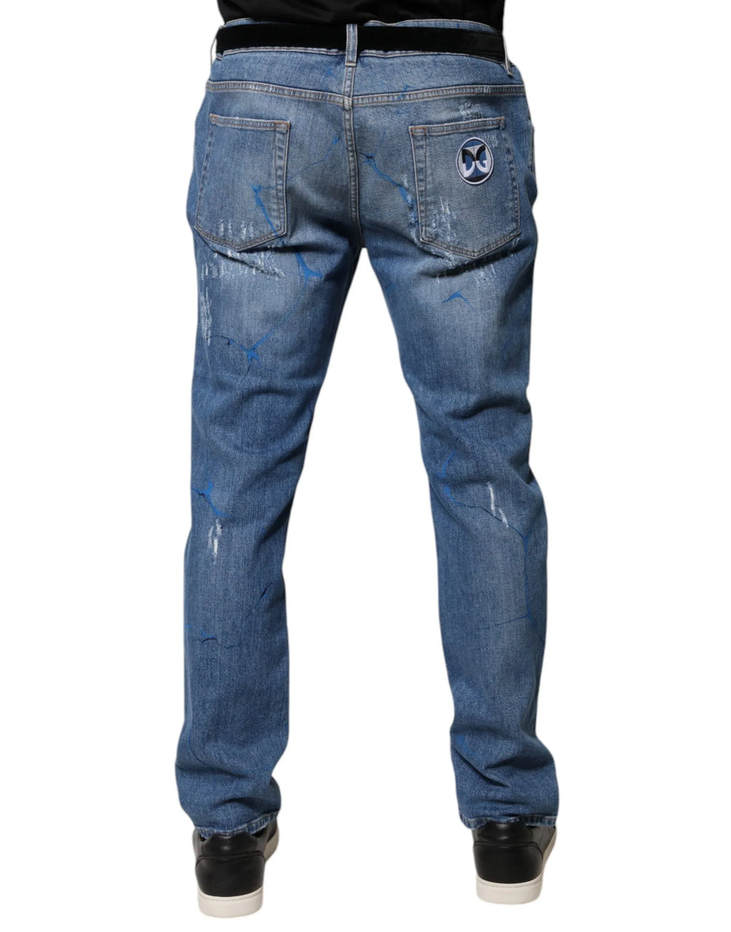 Dolce & Gabbana Blue Cotton Stretch Tattered Skinny Denim Jeans - Zeiniez
