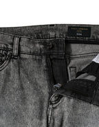 Dolce & Gabbana Gray Logo Plaque Cotton Slim Fit Denim Jeans - Zeiniez