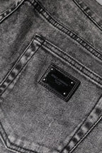 Dolce & Gabbana Gray Logo Plaque Cotton Slim Fit Denim Jeans - Zeiniez