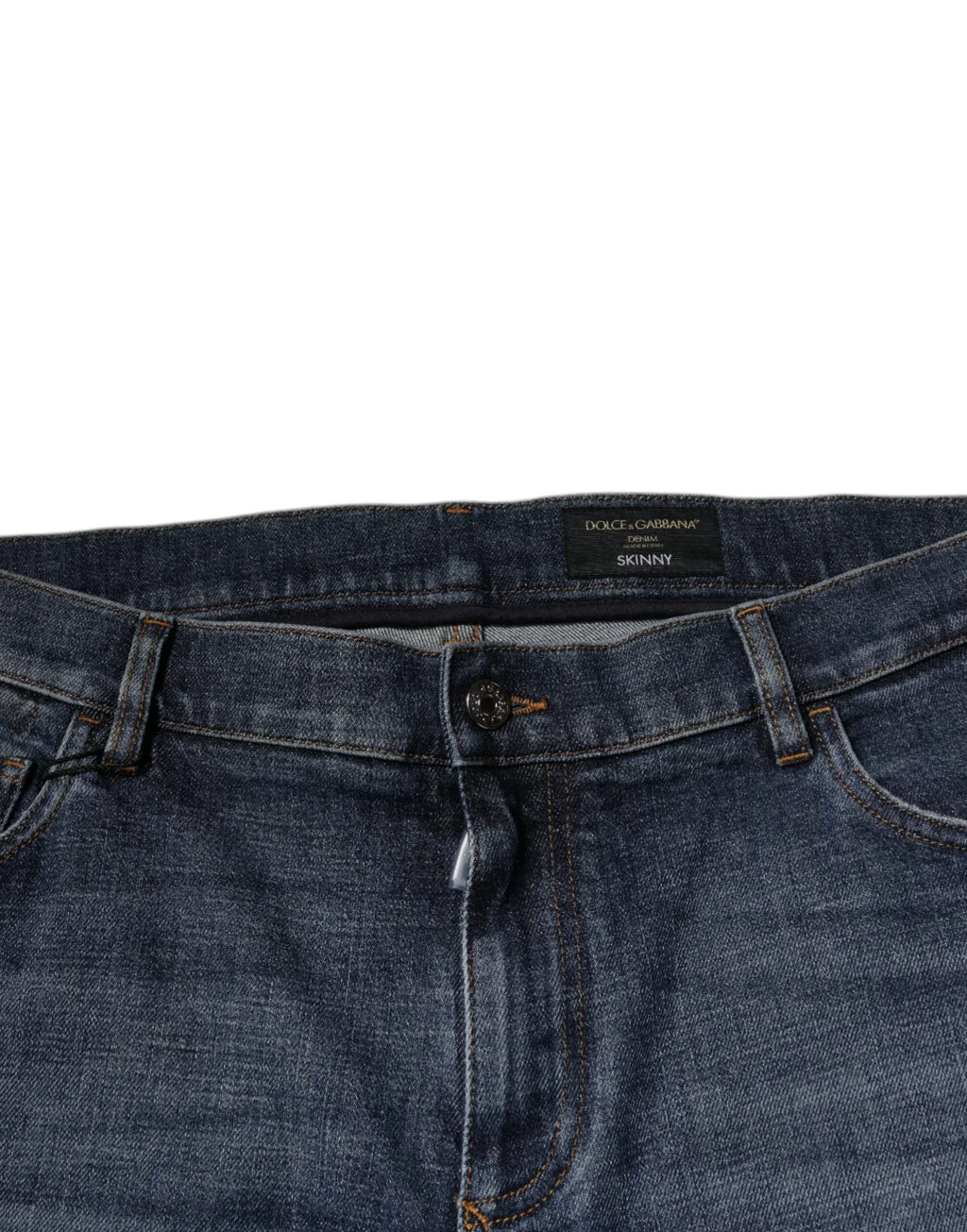 Dolce & Gabbana Dark Blue Cotton Logo Skinny Denim Jeans - Zeiniez