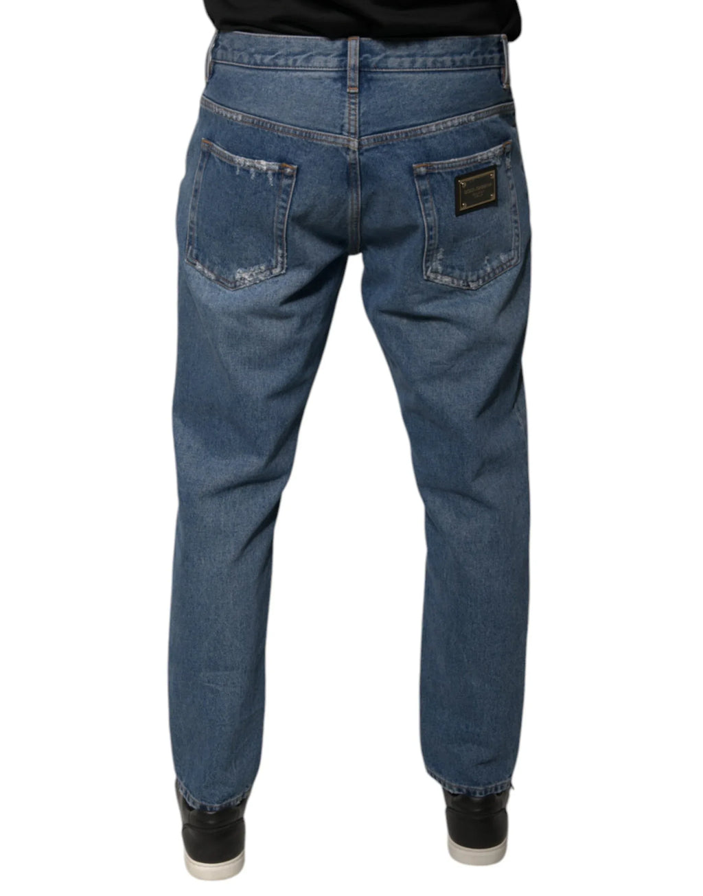 Dolce & Gabbana Blue Cotton Logo Men Loose Denim Jeans - Zeiniez