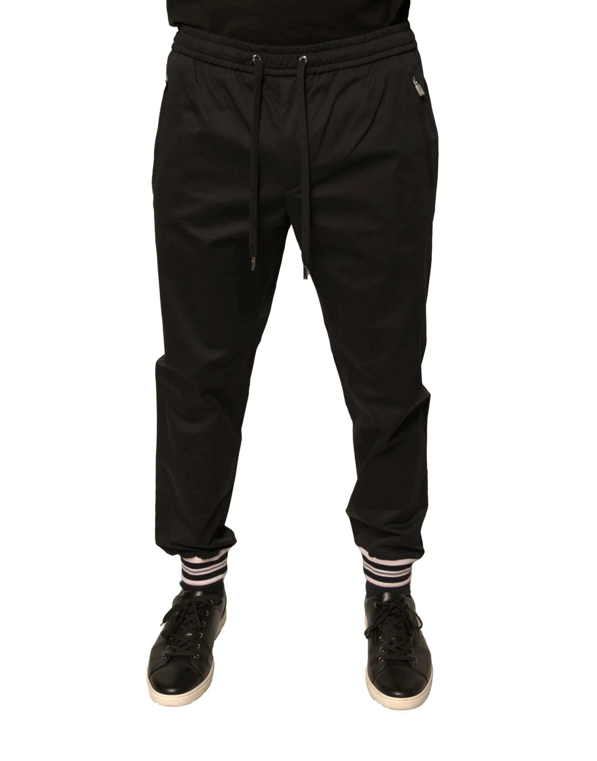 Dolce & Gabbana Black Cotton Stretch Jogger Sweatpants Pants - Zeiniez