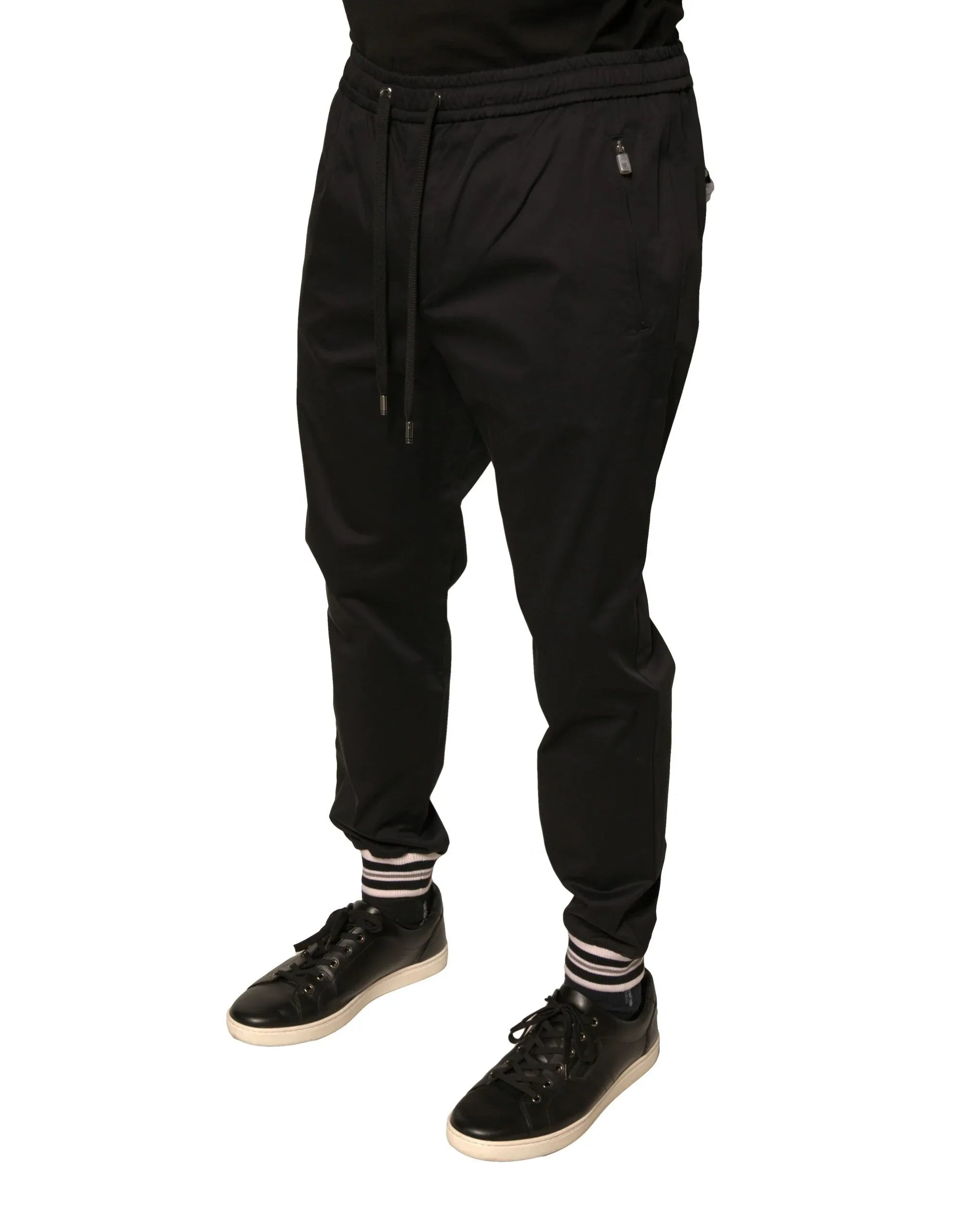 Dolce & Gabbana Black Cotton Stretch Jogger Sweatpants Pants - Zeiniez