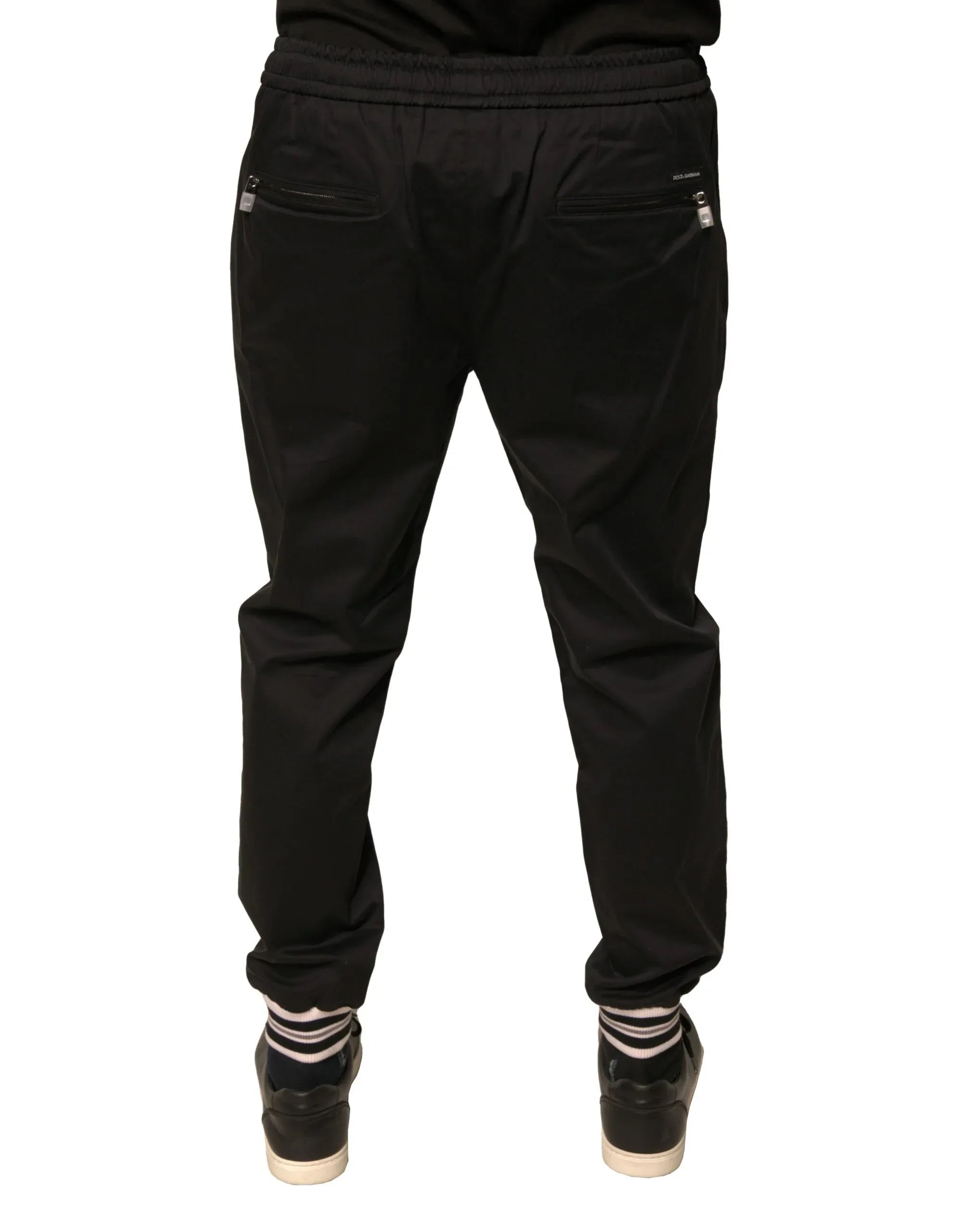 Dolce & Gabbana Black Cotton Stretch Jogger Sweatpants Pants - Zeiniez