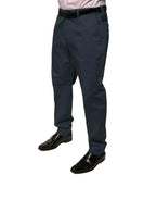 Dolce & Gabbana Dark Blue Cotton Stretch Skinny Men Dress Pants - Zeiniez