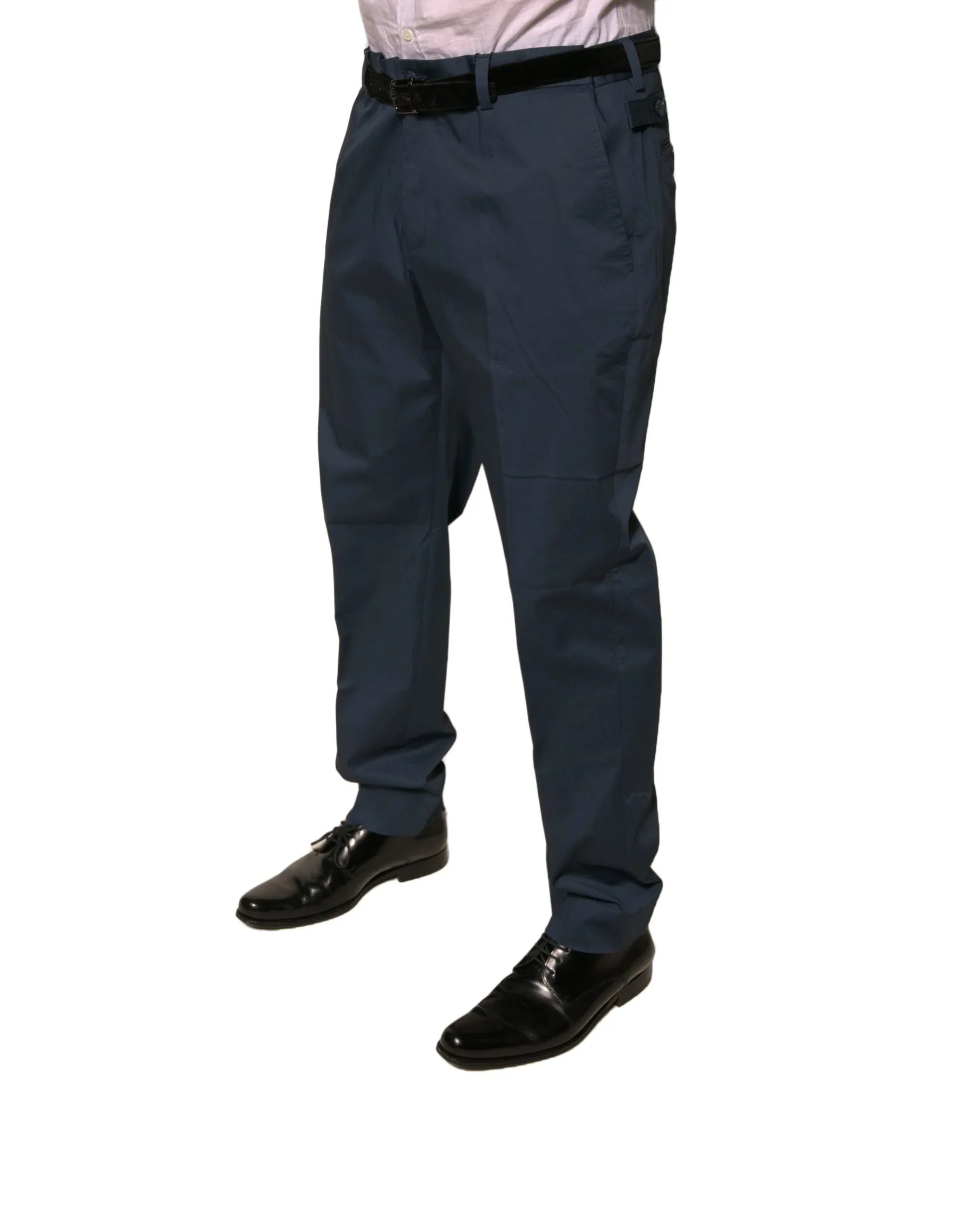 Dolce & Gabbana Dark Blue Cotton Stretch Skinny Men Dress Pants - Zeiniez