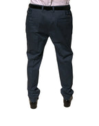 Dolce & Gabbana Dark Blue Cotton Stretch Skinny Men Dress Pants - Zeiniez