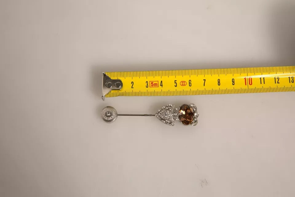 Dolce & Gabbana Silver 925 Sterling Silver Crystals Pin Collar Brooch - Zeiniez