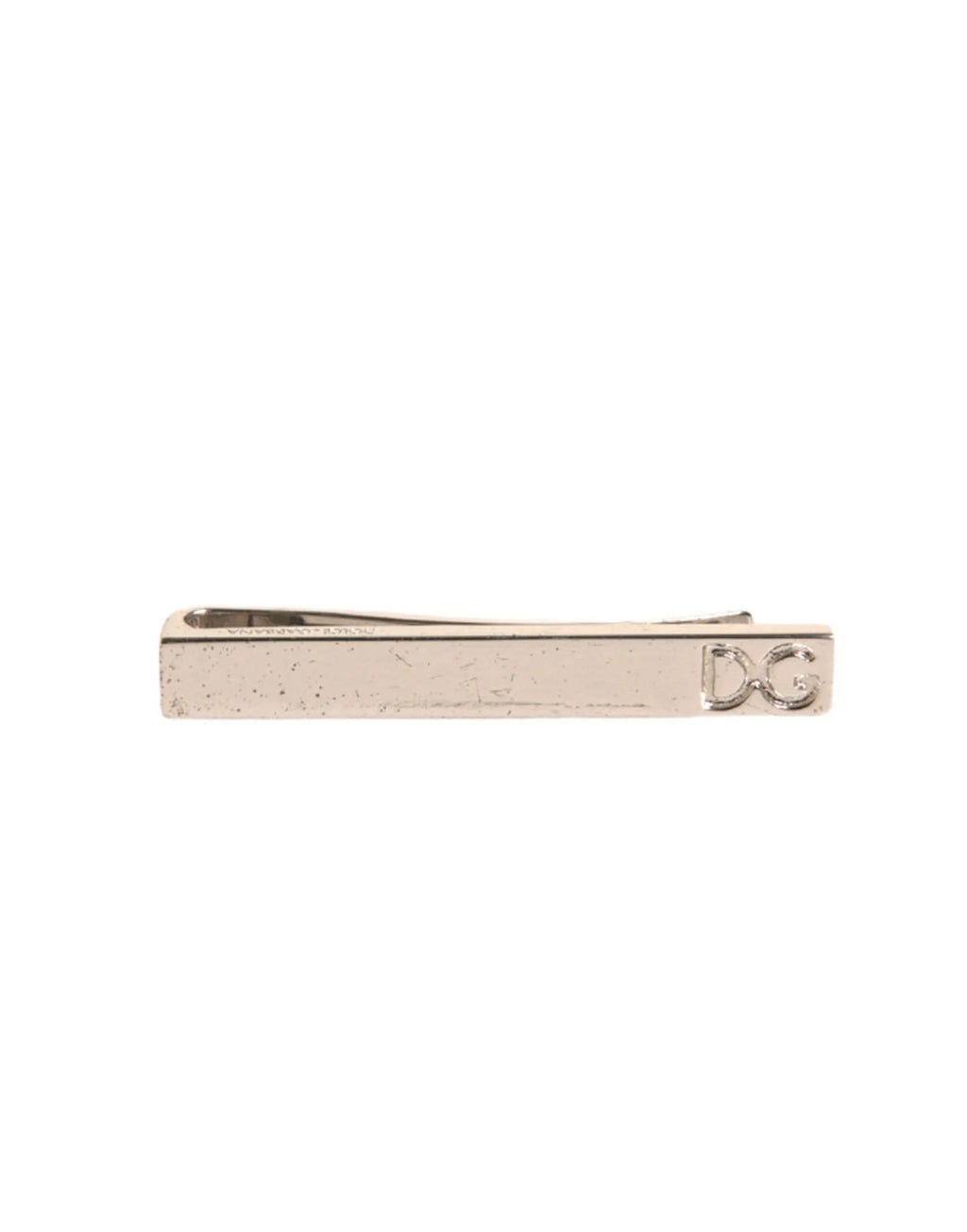 Dolce & Gabbana Silver Tone Brass Logo Branded Tie Clip Bar - Zeiniez