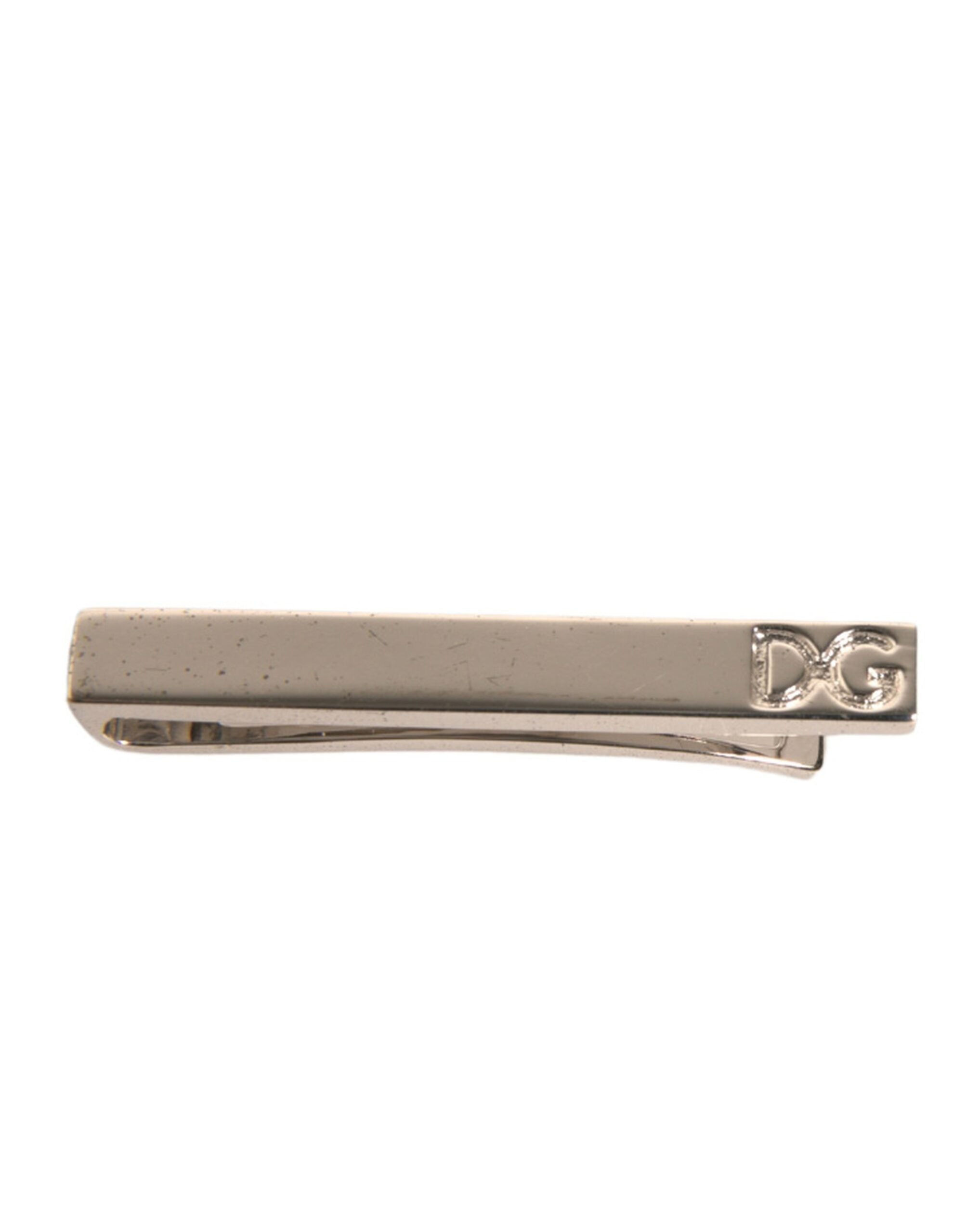 Dolce & Gabbana Silver Tone Brass Logo Branded Tie Clip Bar - Zeiniez