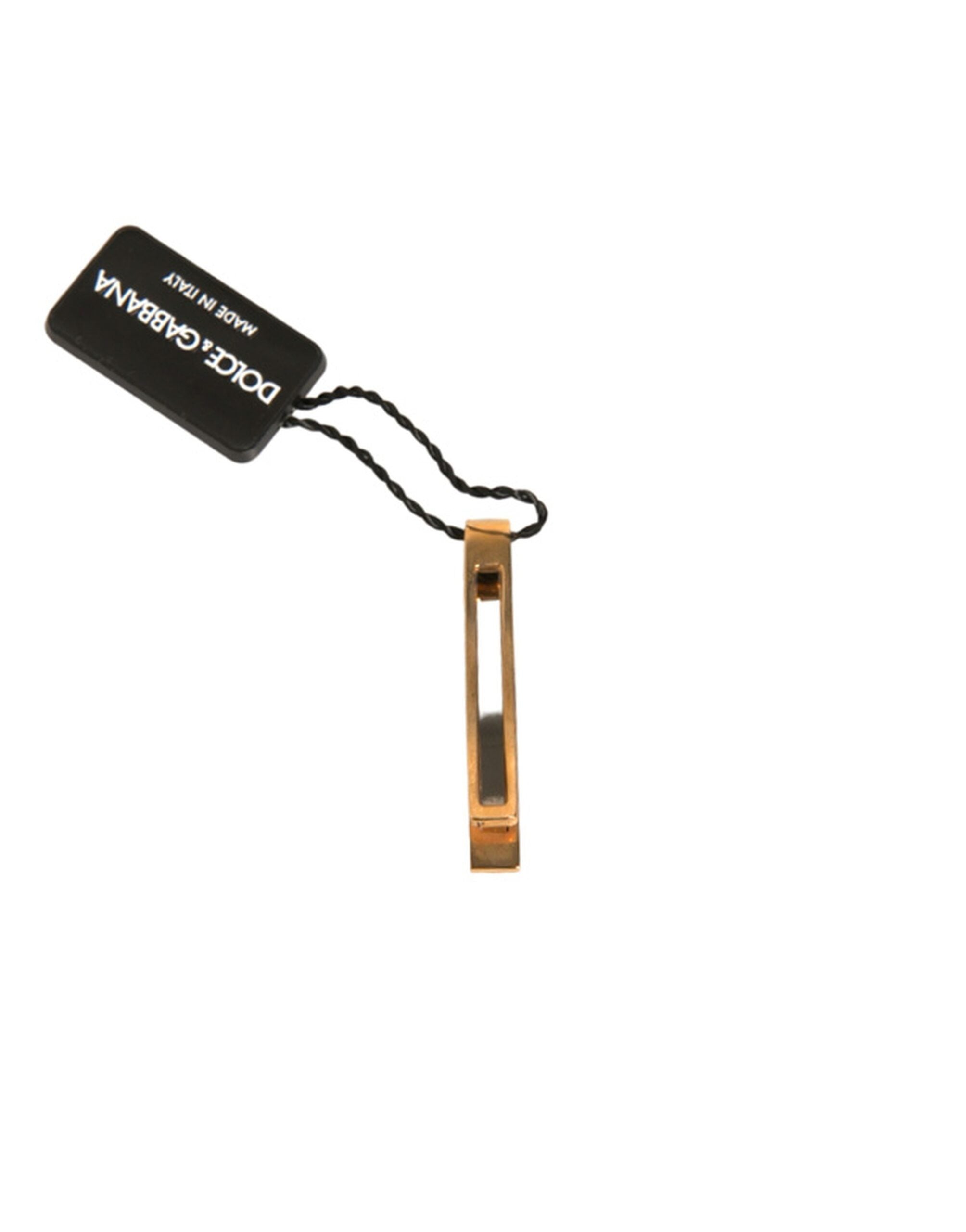 Dolce & Gabbana Gold Tone Brass Crystal Branded Tie Clip Bar - Zeiniez